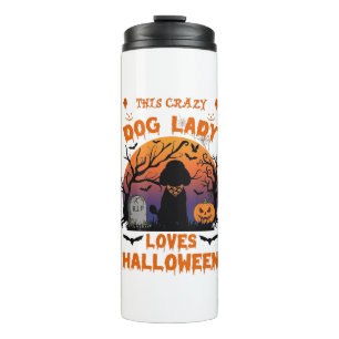 Crazy Dog Lady Loves Halloween Poodle Pumpkin Tomb Thermal Tumbler