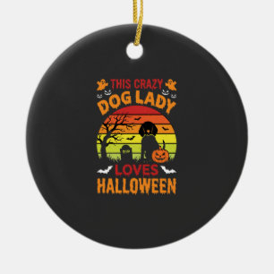 Crazy Dog Lady Loves Halloween Vintage Design Ceramic Tree Decoration