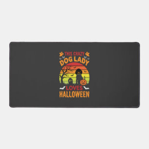 Crazy Dog Lady Loves Halloween Vintage Design Desk Mat