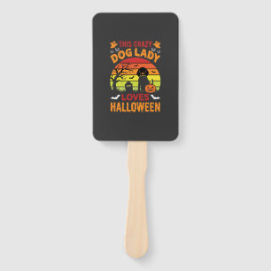 Crazy Dog Lady Loves Halloween Vintage Design Hand Fan