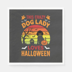 Crazy Dog Lady Loves Halloween Vintage Design Napkin