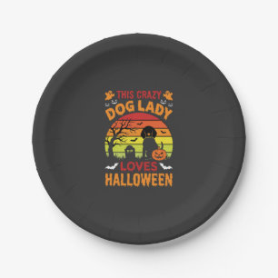 Crazy Dog Lady Loves Halloween Vintage Design Paper Plate