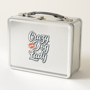Crazy Dog Lady Vintage Pet Lover Typography Design Metal Lunch Box