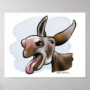 Crazy Donkey Cartoon Poster