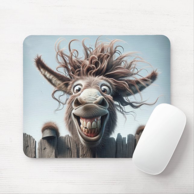 Crazy Donkey On a Fence Mouse Mat (With Mouse)