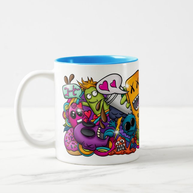 Crazy Doodle Cartoons Coffee Mug (Left)