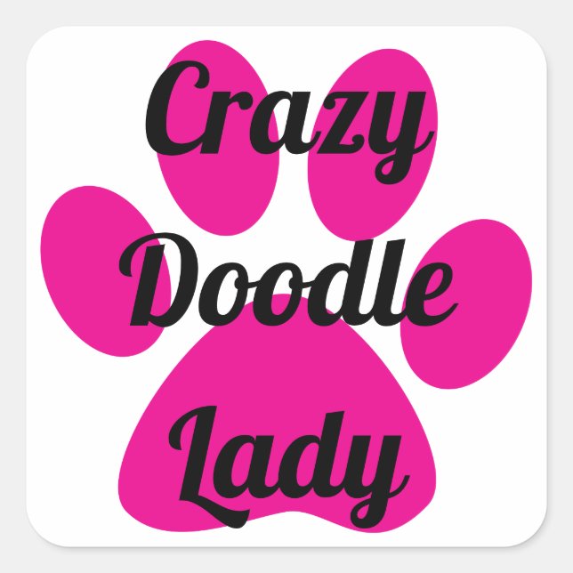 Crazy Doodle Lady Square Sticker (Front)