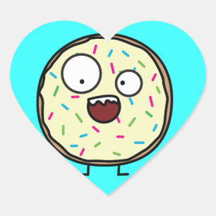Crazy Doughnut sprinkles vanilla icing sweet desse Heart Sticker