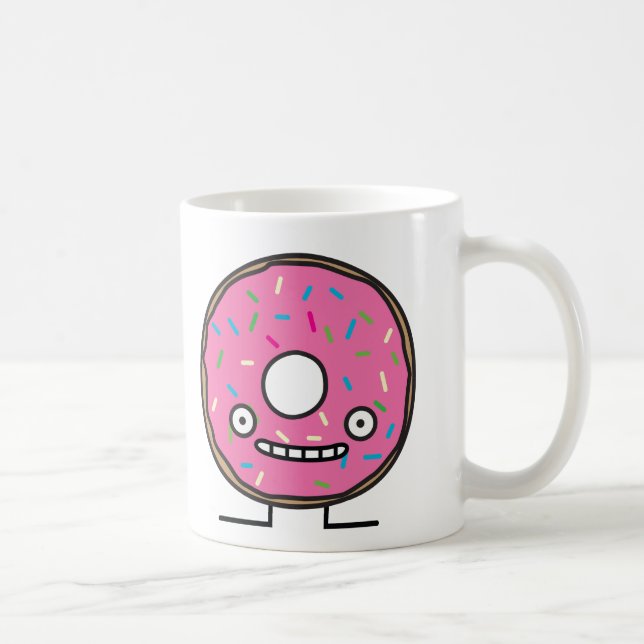 Crazy Doughnut with Sprinkles pink icing sweet Coffee Mug (Right)