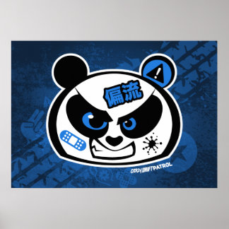 Crazy Drift Patrol - Drift Panda Head (blue) Poster