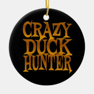Crazy Duck Hunter in Gold Ceramic Tree Decoration