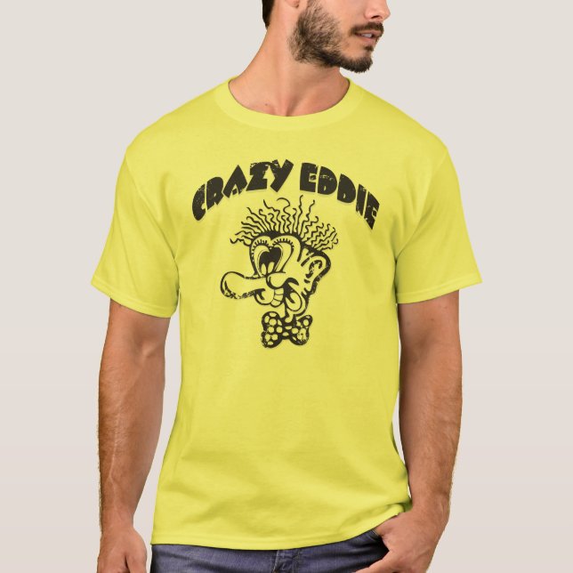 Crazy Eddie "Crazy Face" and Logo Type T-Shirt (Front)