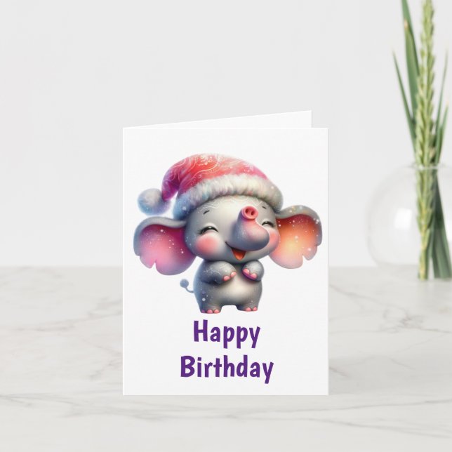 Crazy Elephant Birthday Card (Front)