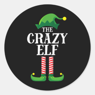 Crazy Elf Matching Family Group Christmas Party Classic Round Sticker