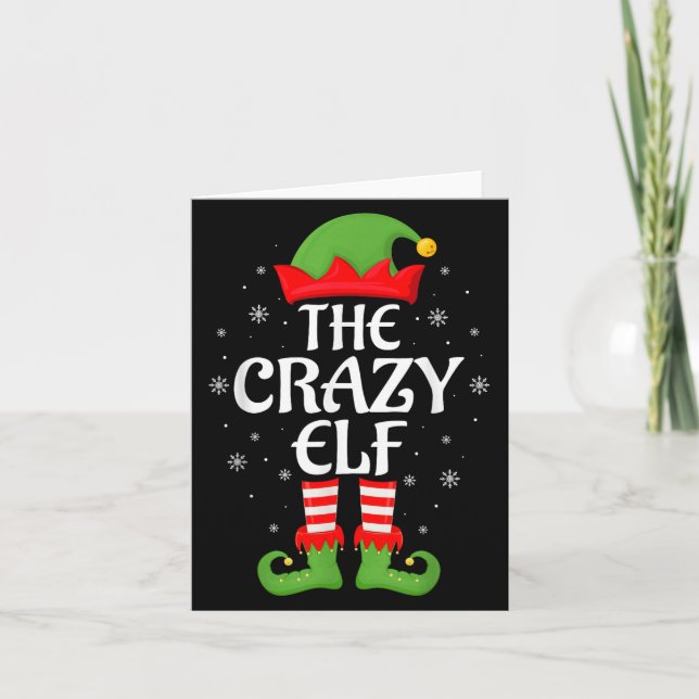 Crazy Elf Xmas Family Matching Elf Squad Christmas Card (Front)