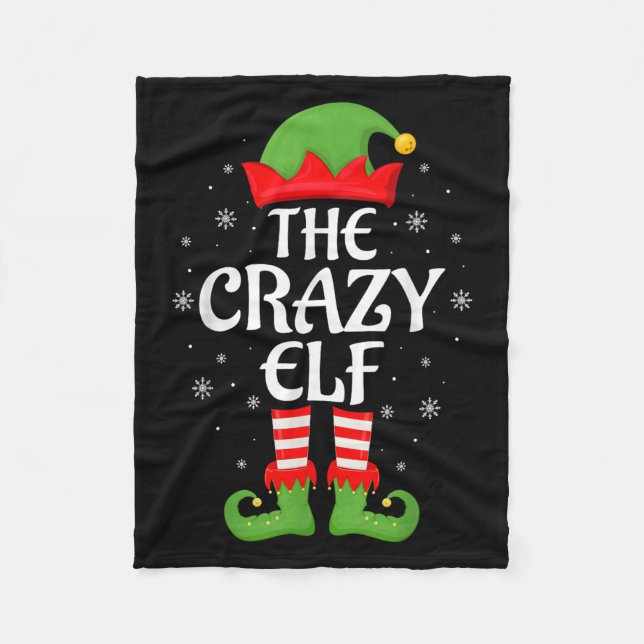 Crazy Elf Xmas Family Matching Elf Squad Christmas Fleece Blanket (Front)