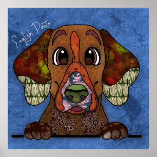  Crazy English Pointer dog face-hand-painted   Poster
