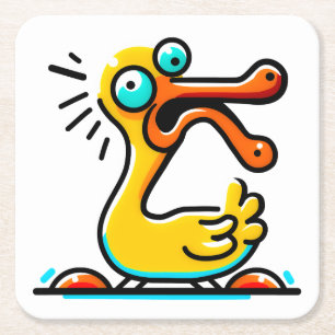 Crazy Ente  Square Paper Coaster