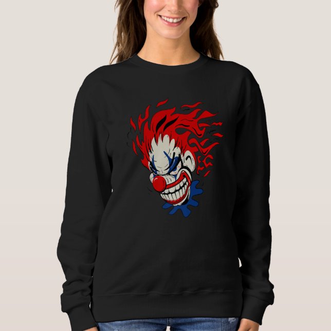 Crazy Evil Clown Halloween Sweatshirt (Front)