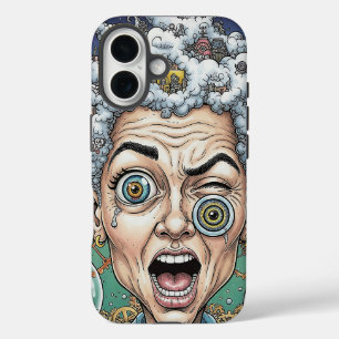 Crazy Expression Caricature Phone Case–Unique Art iPhone 16 Case