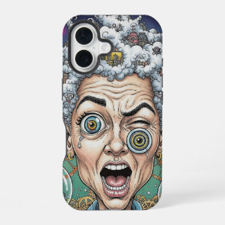 Crazy Expression Caricature Phone Case–Unique Art iPhone 16 Case