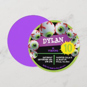 CRAZY EYEBALLS Halloween Birthday Party Invitation
