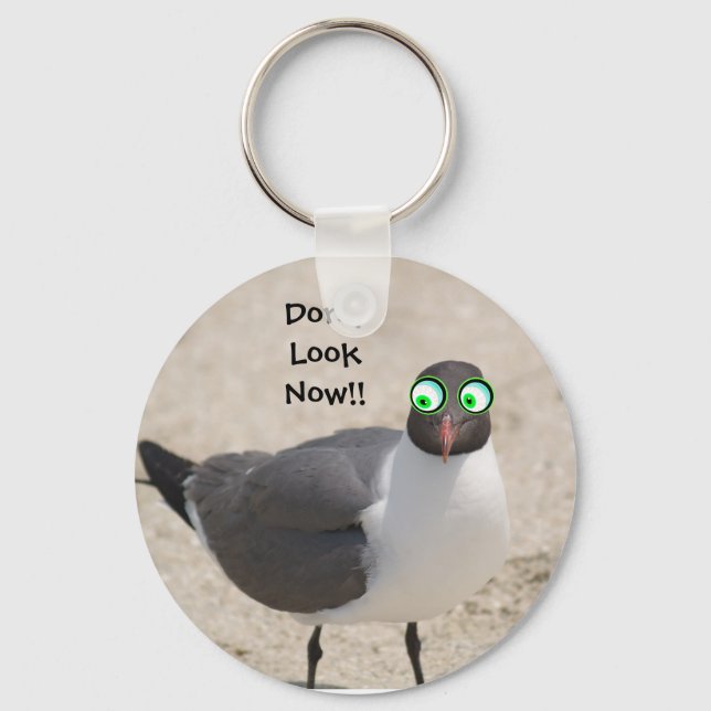 Crazy Eyed Sea Gull Key Ring (Front)