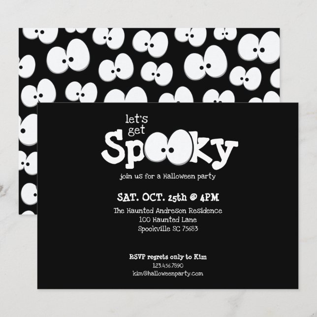 Crazy Eyes Let's Get Spooky Halloween Party Invitation (Front/Back)