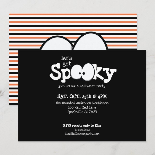 Crazy Eyes Let's Get Spooky Halloween Party Invitation (Front/Back)