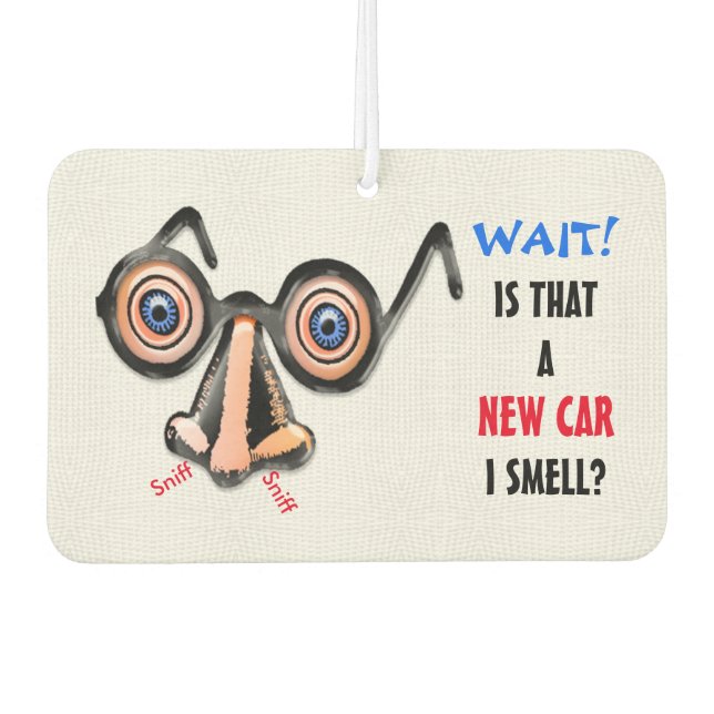 Crazy Eyes Nose Glasses Smells New Car  Air Freshener (Front)