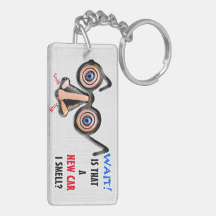 Crazy Eyes Nose Glasses Smells New Car  Key Ring