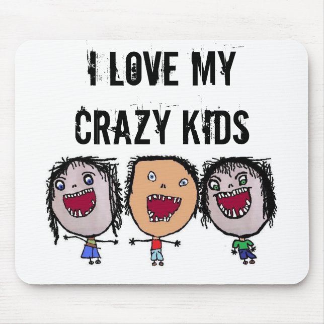 Crazy Face Cartoon Kids Mouse Mat (Front)