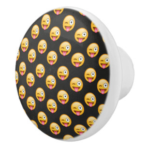 Crazy Face Emoji Ceramic Knob
