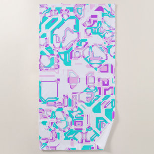 crazy fantasy maps white and aqua beach towel