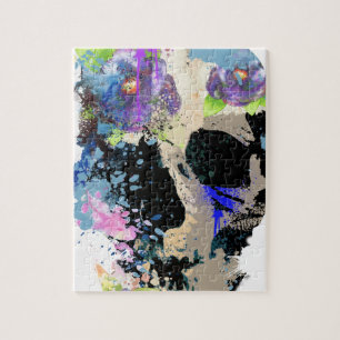 Crazy Fantasy Skull Skeleton Paint Colourful Jigsaw Puzzle