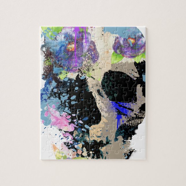 Crazy Fantasy Skull Skeleton Paint Colourful Jigsaw Puzzle (Vertical)