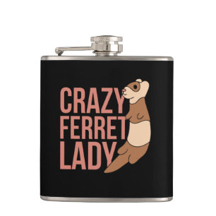 crazy ferret lady hip flask