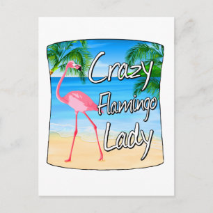 Crazy Flamingo Lady Postcard