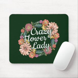 Crazy Flower Lady - Zinnia Gardener Mouse Mat