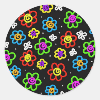 Crazy Flowers Classic Round Sticker