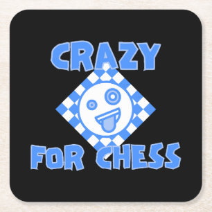 Crazy for chess square paper coaster