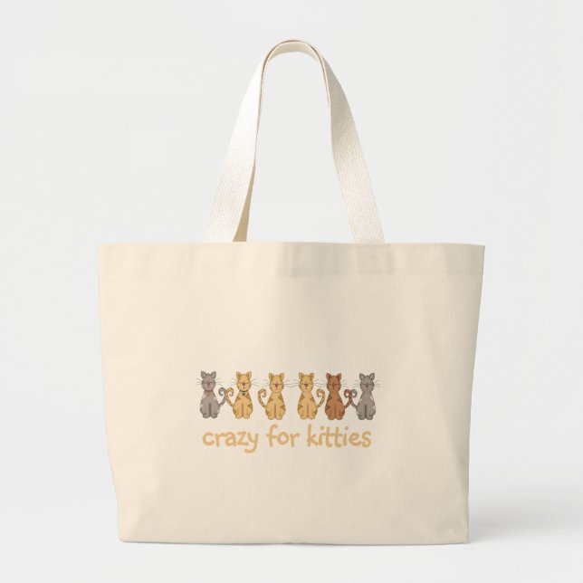 Crazy for Kitties Large Tote Bag (Front)