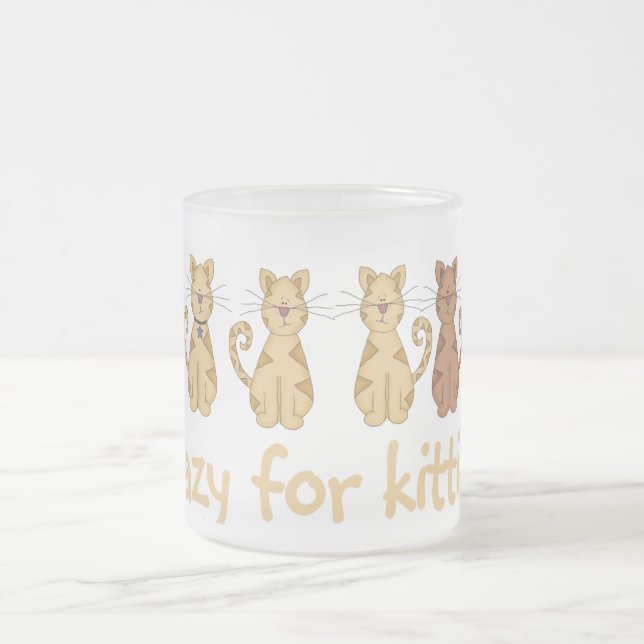 Crazy For Kitties Tshirts and Gifts Frosted Glass Coffee Mug (Center)