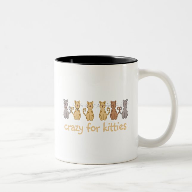 Crazy For Kitties Tshirts and Gifts Two-Tone Coffee Mug (Right)