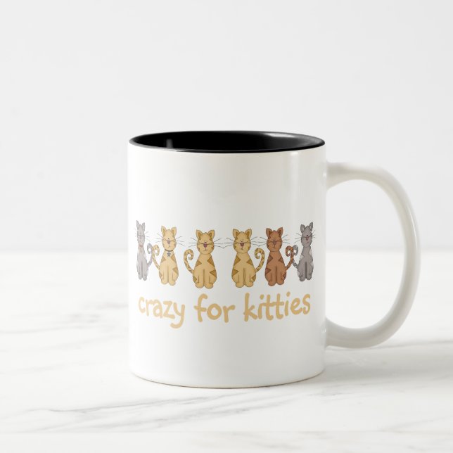 Crazy for Kitties Two-Tone Coffee Mug (Right)