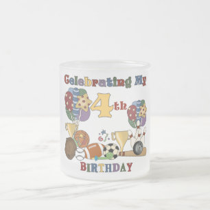 Crazy For Sports 4th Birthday T-shirts and Gifts Frosted Glass Coffee Mug