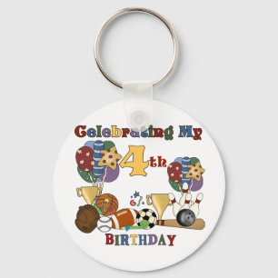 Crazy For Sports 4th Birthday T-shirts and Gifts Key Ring