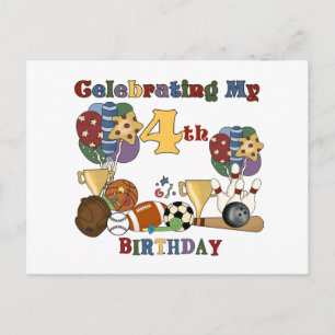 Crazy For Sports 4th Birthday T-shirts and Gifts Postcard