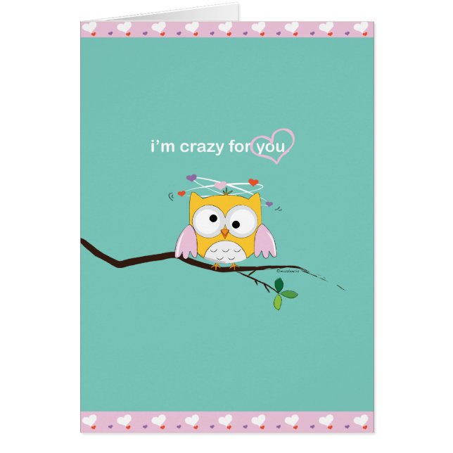 Crazy For You Owl with Hearts (Front)