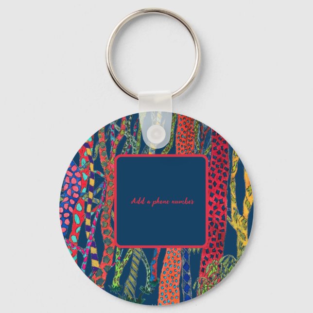 crazy forest fun colourful identifier  key ring (Front)